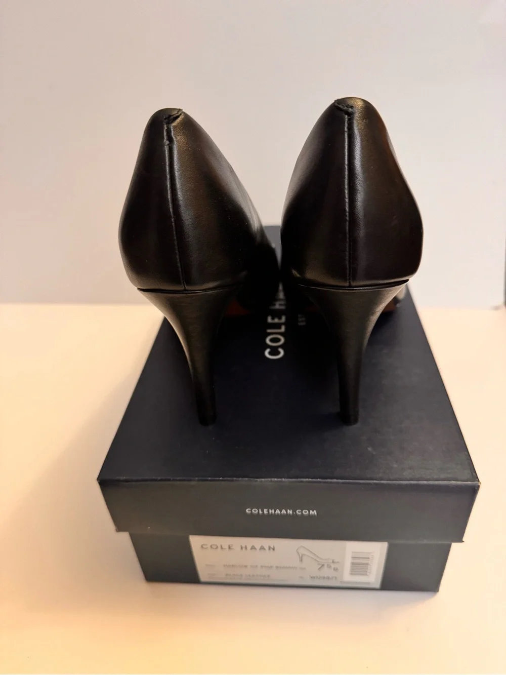 Cole Haan Black Peep-Toe Heels - Picture 3 of 6